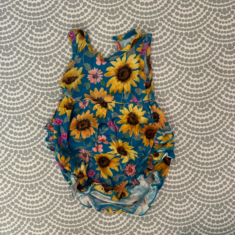 Little Sleepies Blue and Yellow Sunflower Bodysuit